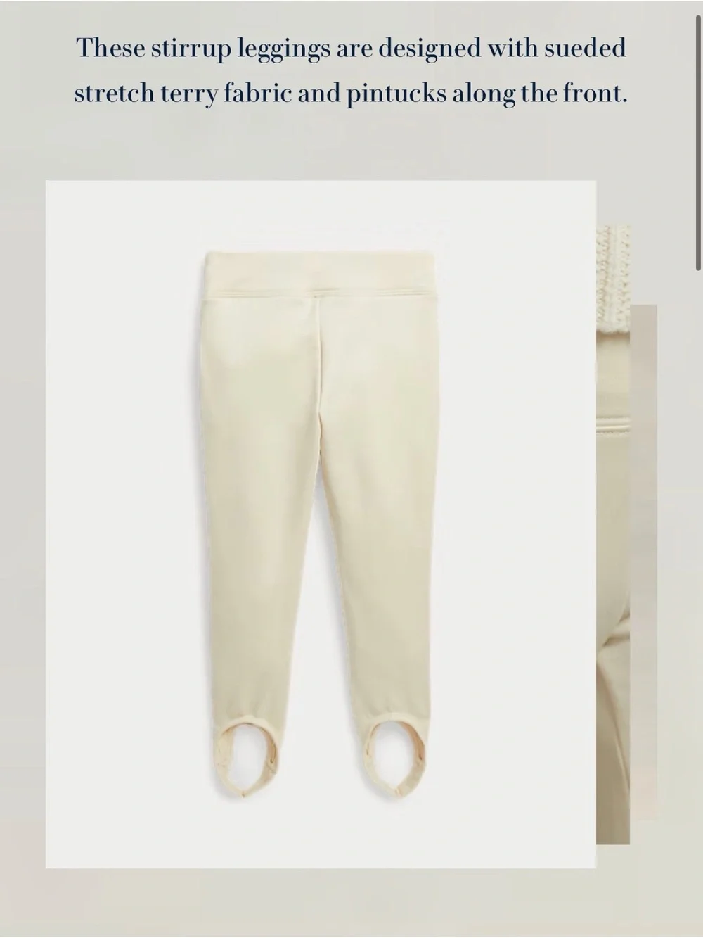 Ralph Lauren Cream Stirrup Leggings for Girls